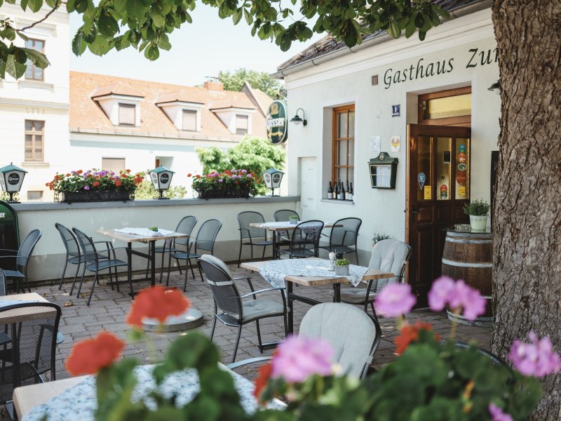 Schattiger Gastgarten in Zistersdorf, © Niederösterreich Werbung/Michael Reidinger